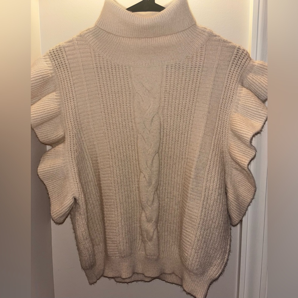 Entro Turtleneck Sleeveless Ruffle Sweater